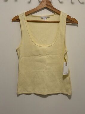 Good American Pale Yellow Ribbed Scoop Tank NWT size XL